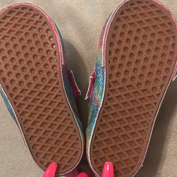 Vans Low Slip On "Rainbow Glitter Sparkle Ombre' "size 7 toddler - Picture 3 of 6